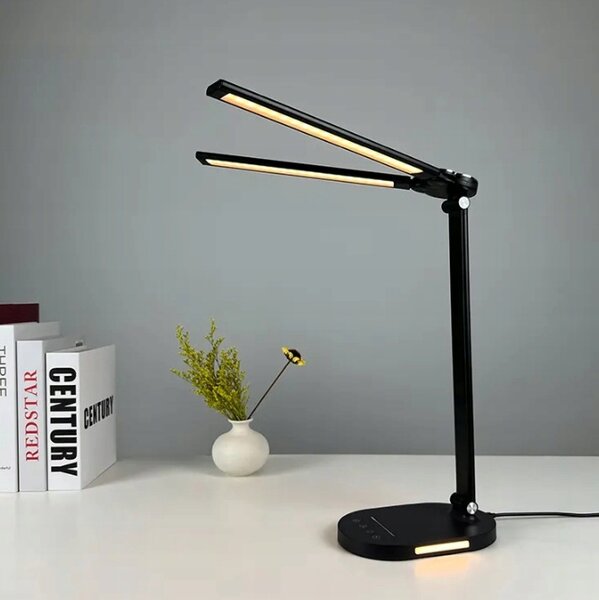 Smart LED LED stolní pracovní lampa CCT 15W 755Lm USB černá barva