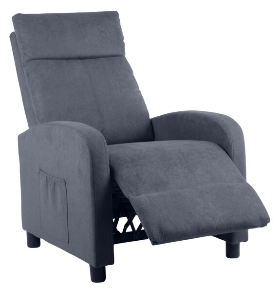 Relaxační polohovací TV křeslo TRUDY — látka, šedá
