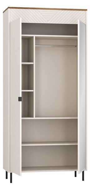 Skříň dvoudveřová se zrcadlem Evo 90x194.5x40 cm Kašmír / Dub castello