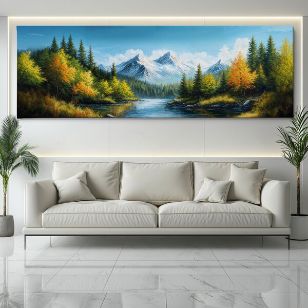 Obraz na plátně - Kamenná říčka se klikatí v lesích FeelHappy.cz Velikost obrazu (šířka x výška): 60 x 20 cm