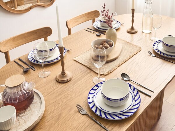 Sada 24 kusů nádobí SHISO Porcelán Bílá/Modrá