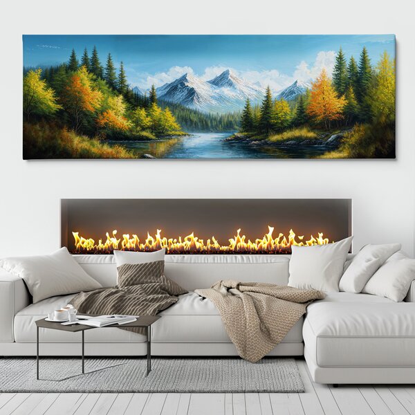 Obraz na plátně - Na soutoku v lesích pod horami FeelHappy.cz Velikost obrazu (šířka x výška): 60 x 20 cm