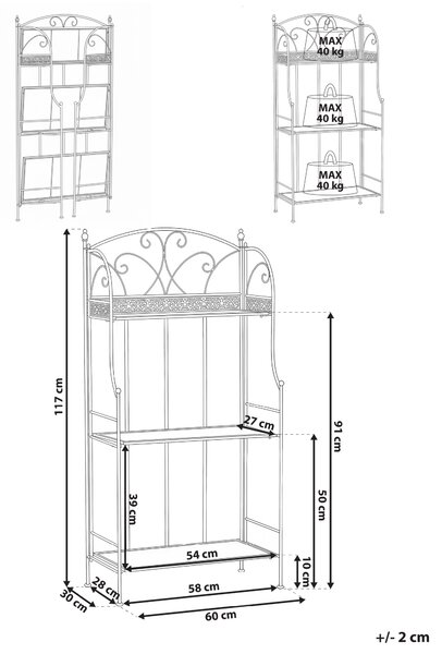 Regál s policemi VILLADOSE Kov 117 cm 60 cm Černá
