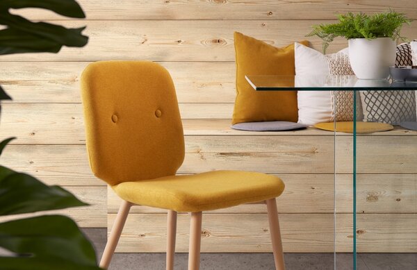 Hořčicově žlutý látkový podsedák Kave Home Silke 35 cm