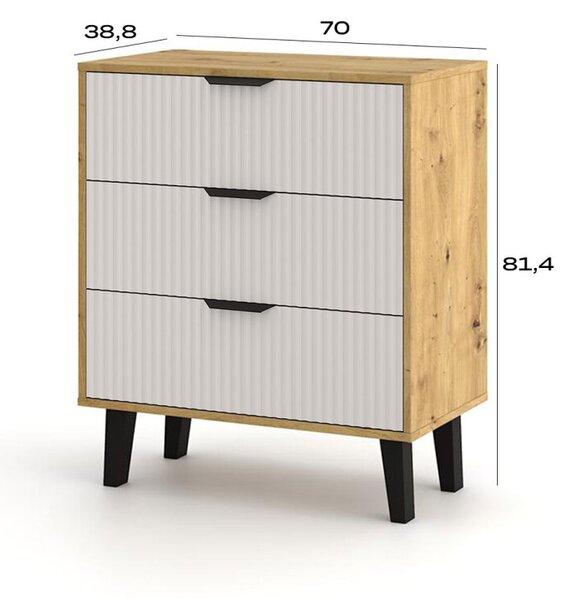 Komoda Borg Duo 3Š dub artisan / kašmír