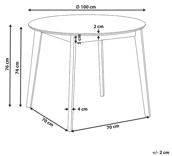 Jídelní stůl ROXBY Bílá 100 cm 100 cm Borovicové dřevo
