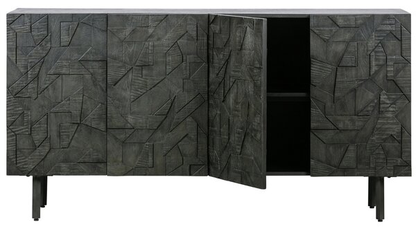 WOOOD Černá dřevěná komoda Country 160 x 40 cm