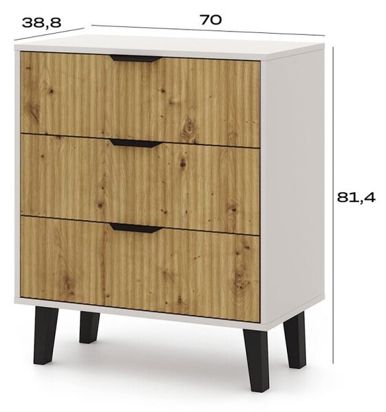 Komoda Borg Duo 3Š kašmír / dub artisan