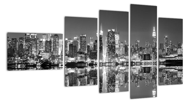 Pohled na noční město - obraz (110x60cm)