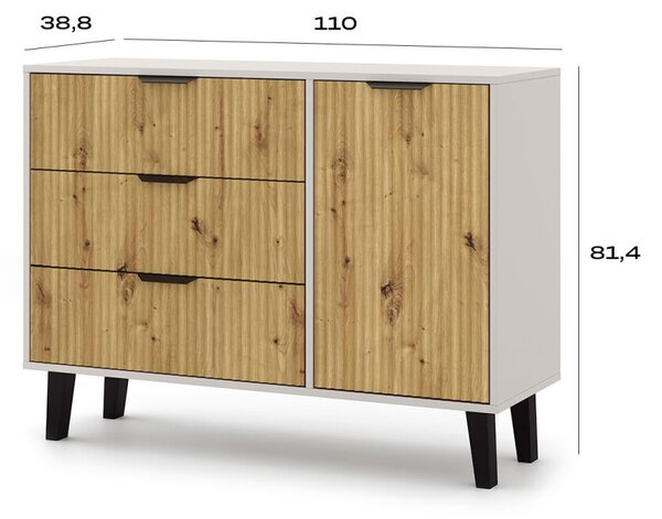 Komoda Borg Duo 1d3s kašmír / dub artisan