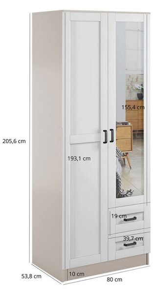 Skříň se zrcadlem 2D2S Rama kašmír / bílá Kami