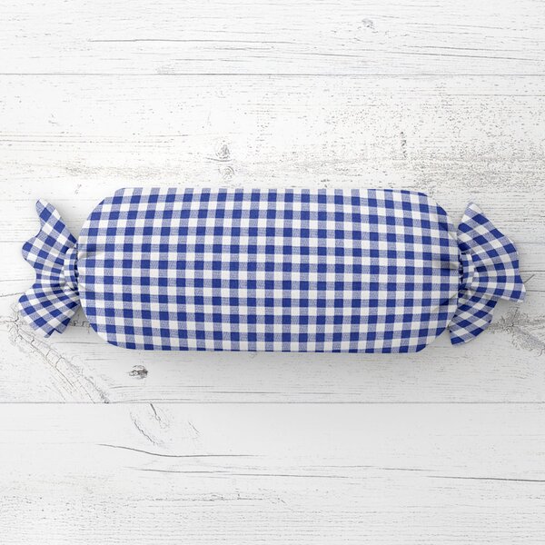 Biante Polštář válec bonbon Sandra SA-057 Modro-bílé kostičky 15x40 cm