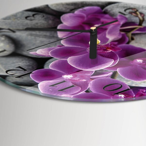 Skleněné nástěnné hodiny Orchidejové kameny zsoc-fi30-00178945
