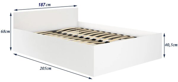 Manželská postel 180x200 OMERYA s úložným prostorem - bílá