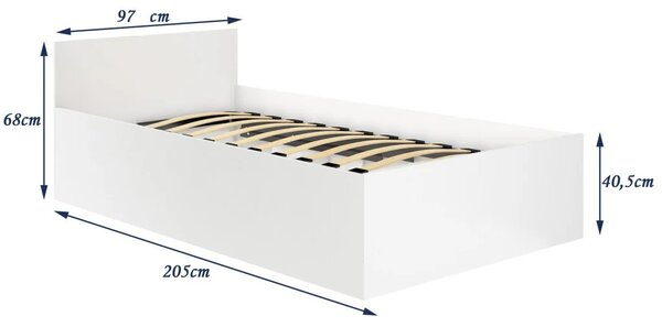Jednolůžková postel 90x200 OMERYA s úložným prostorem - dub sonoma
