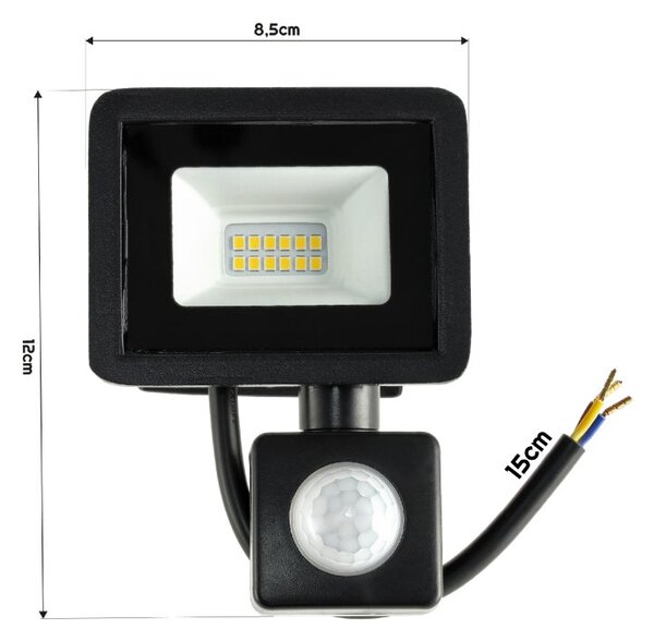 LED reflektor 10W 900lm s pohybovým a soumrakový senzorem - IP65