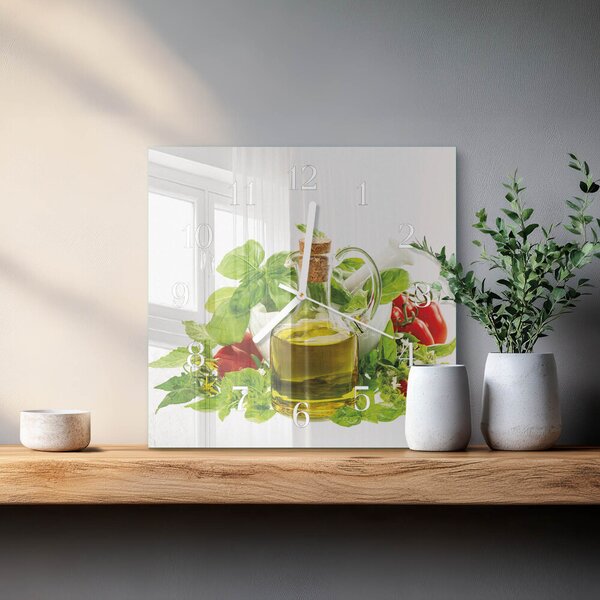 Skleněné hodiny Bazalkový olej zskb-30x30-00085253