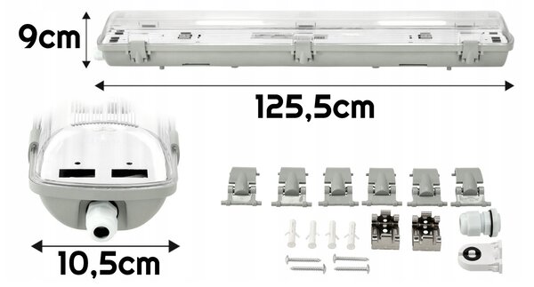 Hermetické LED plechové svítidlo 2x120cm - IP65 BERGE