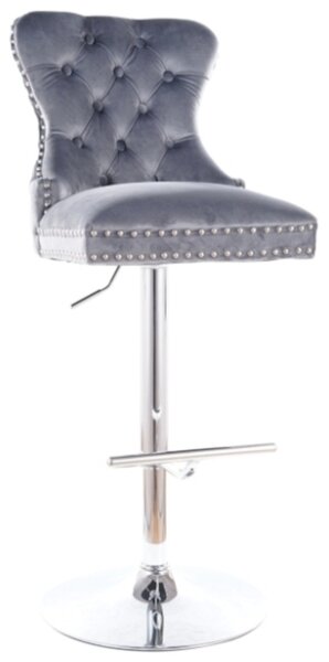 Barová židle AUGUST C H-1 Velvet, 45x103x39, šedá/chrom