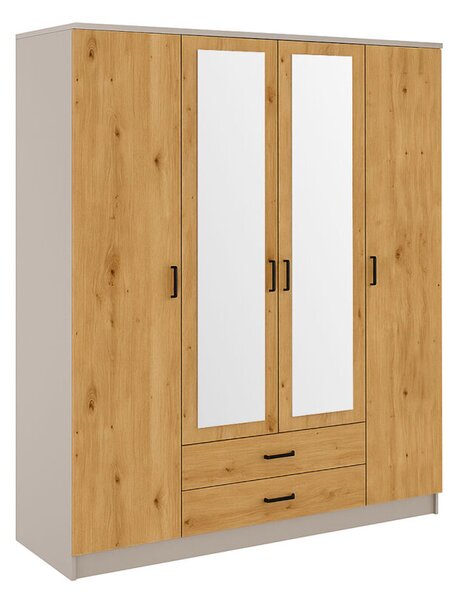 Skříň se zrcadlem 4d2s kašmír / dub artisan Kami