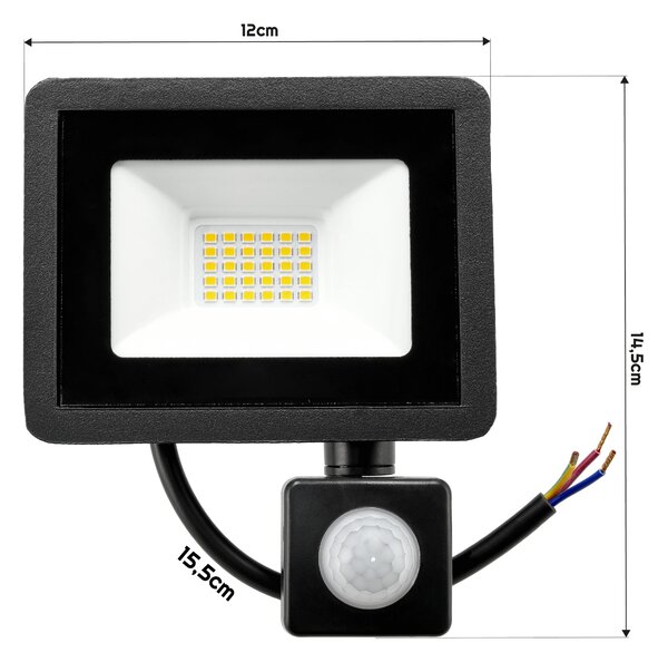 LED reflektor 30W 2700lm s pohybovým a soumrakový senzorem - IP65