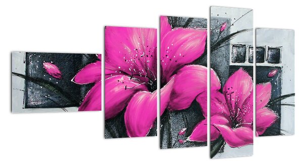 Obraz růžové květiny (110x60cm)