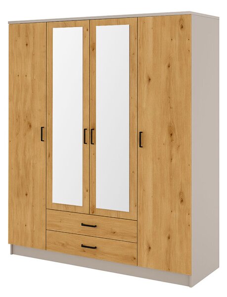 Skříň se zrcadlem 4d2s kašmír / dub artisan Kami