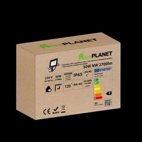 LED reflektor 30W 2700lm s pohybovým a soumrakový senzorem - IP65