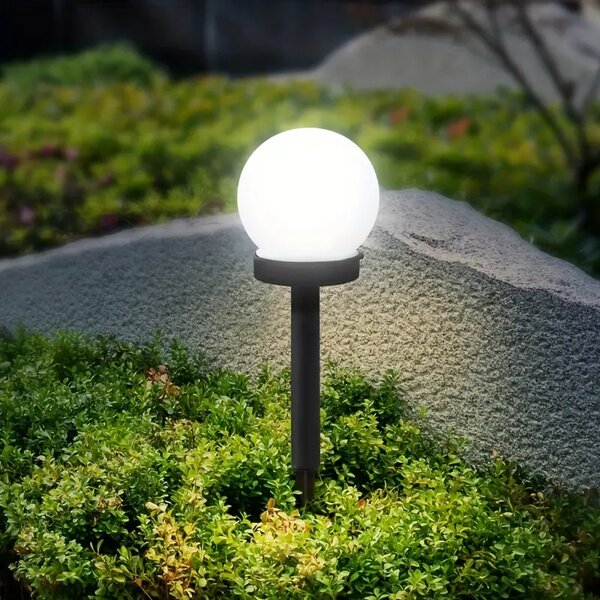SADA 4 solárních zahradních lamp, LED, BÍLÉ, 10 cm, vodotěsné, IP44