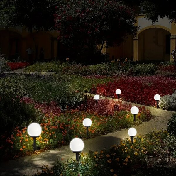 SADA 4 solárních zahradních lamp, LED, BÍLÉ, 10 cm, vodotěsné, IP44