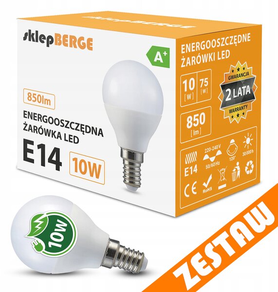 SADA 10x LED žárovka E14 8W 700lm G45 - neutrální bílá