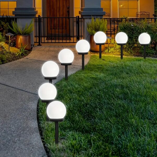 SADA 4 solárních zahradních lamp, LED, BÍLÉ, 10 cm, vodotěsné, IP44