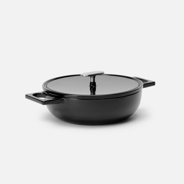 Fabini Tegame pánev Mattia 3.0, ø 26 cm - Smaltovaná litinová pánev s poklicí, lesklá černá