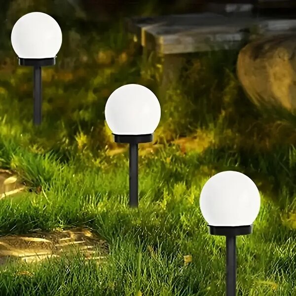 SADA 4 solárních zahradních lamp, LED, BÍLÉ, 10 cm, vodotěsné, IP44