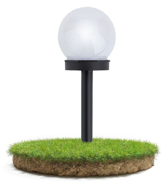 SADA 4 solárních zahradních lamp, LED, BÍLÉ, 10 cm, vodotěsné, IP44