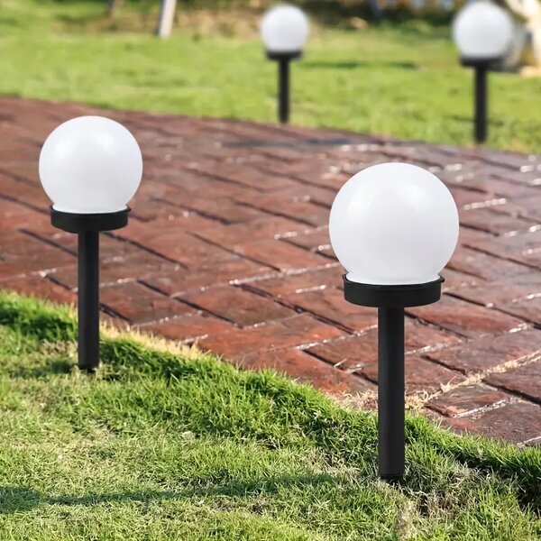 SADA 4 solárních zahradních lamp, LED, BÍLÉ, 10 cm, vodotěsné, IP44