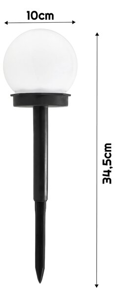 SADA 4 solárních zahradních lamp, LED, BÍLÉ, 10 cm, vodotěsné, IP44
