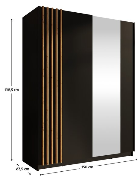 KONDELA Skříň, 2D-150, černá/dub artisan, BAJADERO TYP 1