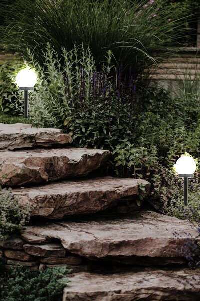 SADA 4 solárních zahradních lamp, LED, BÍLÉ, 10 cm, vodotěsné, IP44