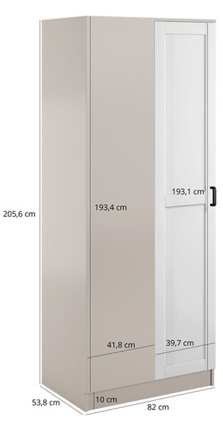 Skříň rohová 1D Rama kašmír / bílá Kami