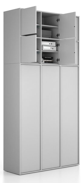 Nástavba pro skříně FRAME, 6x dveře, 1299 x 450 x 854 mm, PUSH-lock, šedá