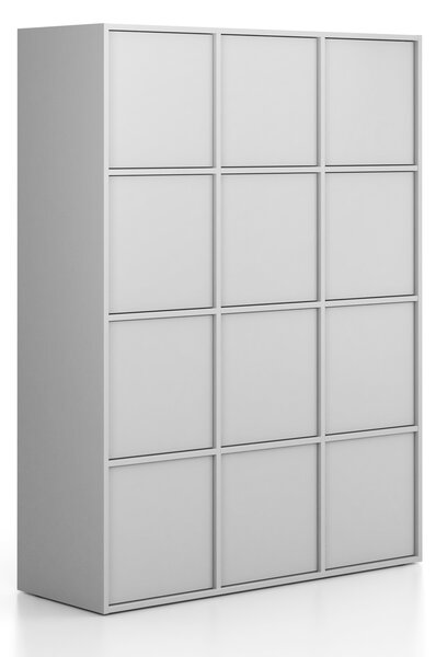 Kancelářská skříň FRAME, 12x dveře, 1299 x 450 x 1735 mm, PUSH-lock, šedá