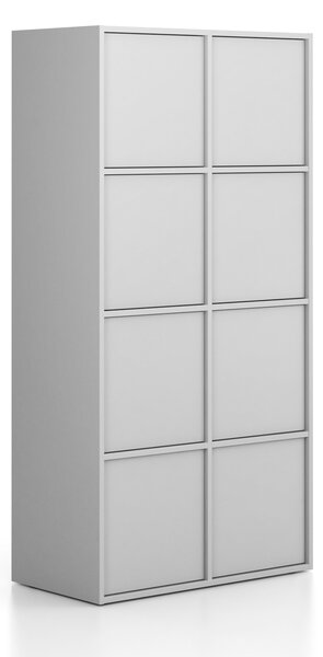 Kancelářská skříň FRAME, 8x dveře, 872 x 450 x 1735 mm, PUSH-lock, šedá