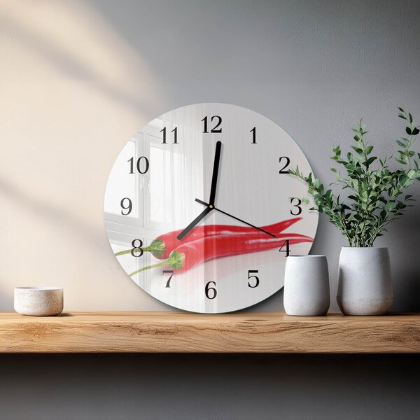 Skleněné nástěnné hodiny Chilli papričky zsoc-fi30-00173112