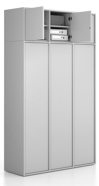 Nástavba pro skříně FRAME, 3x dveře, 1299 x 450 x 427 mm, PUSH-lock, šedá