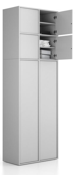 Nástavba pro skříně FRAME, 4x dveře, 872 x 450 x 854 mm, PUSH-lock, šedá
