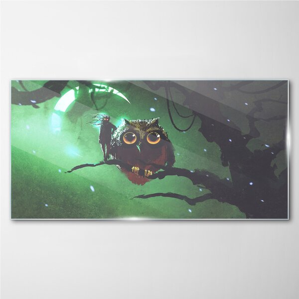 Obraz na skle Obraz na skle Umění sova měsíce