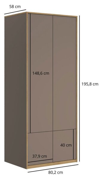 Skříň čtyřdveřová Complex 80x196x58 cm šedý kubanit