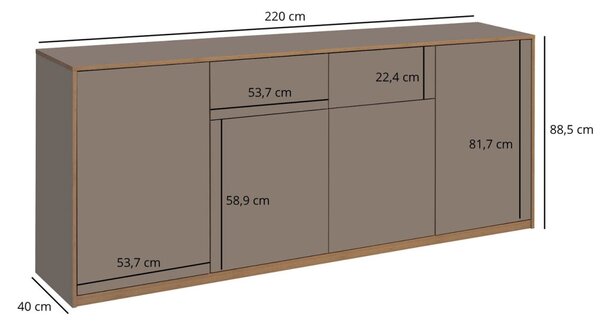 Komoda 4d2s šedý kubanit Complex