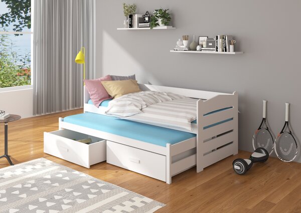 Dětská postel ELIZABETH + 2x matrace, 80x180/80x170, bílá